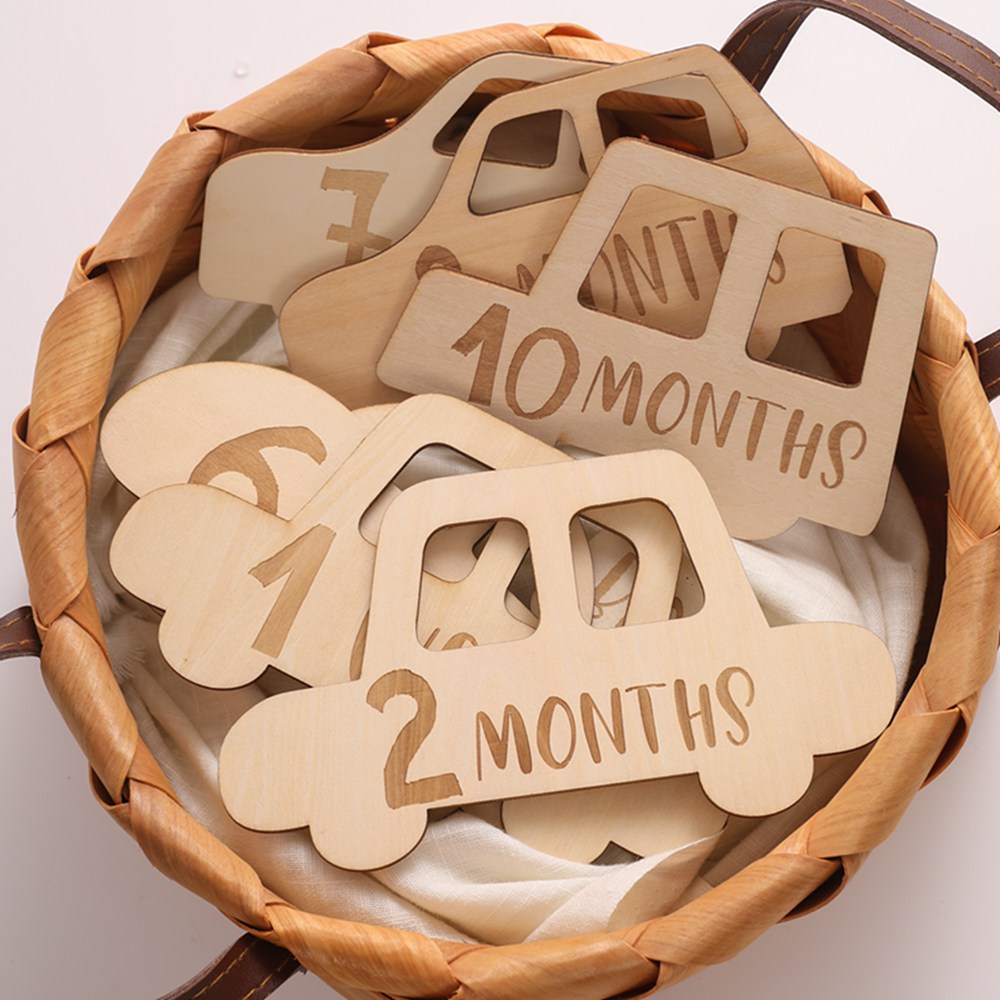 Monatlicher Meilenstein aus Holz, Baby-Meilensteinkarten, Karten, Schwangerschaftsmarker, Neugeborenen-Fotografie-Requisiten