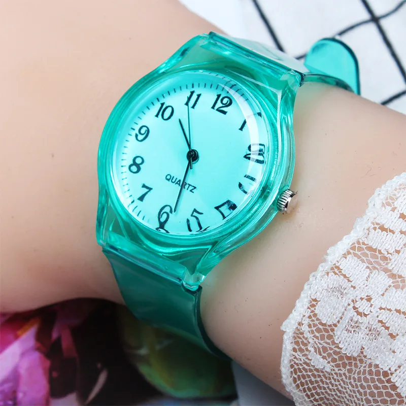 Reloj de cuarzo de gelatina de silicona para mujer, reloj de pulsera informal para mujer, reloj deportivo para estudiantes, Color caramelo transparente, moda de verano