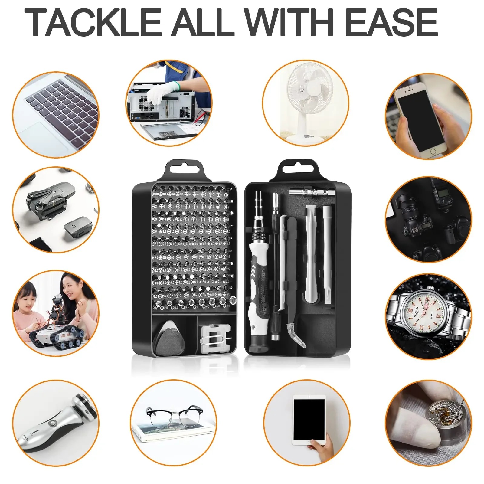 115 in 1 Precision Screwdriver Set Professional Multi-Function Repair Tool with 98 Magnetic Screw Driver Bits for iPhone Glasses