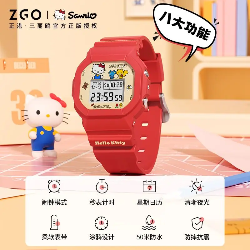 ZGOxSanrio serie Hellokitty reloj rojo estudiante mujer relojes electrónicos regalos niños