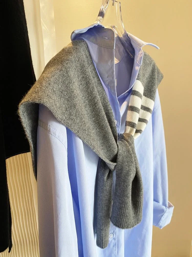 Multi-Functional Woolen Scarf oulder Wrap Knitted Camere Air Conditioned Room Warm Netie Women's Spring Autumn Korean S...