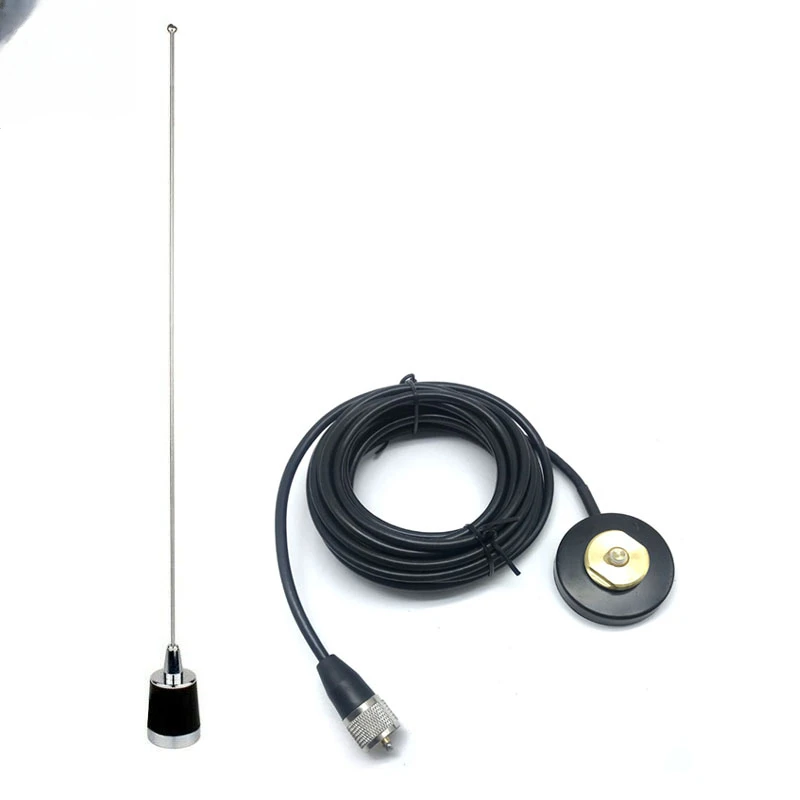 Antena NMO y adaptador de Base de montaje magnético Daul Band VHF/UHF 134MHz/430MHz 100W 2.15dB antena para antena de Radio móvil de coche Ham