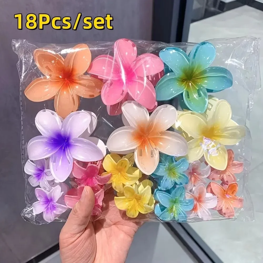 18 pçs flor de ovo grampos de cabelo gradiente doces cor flores adequado para uso diário backcombed rabo de cavalo tubarão clipe acessórios para o cabelo