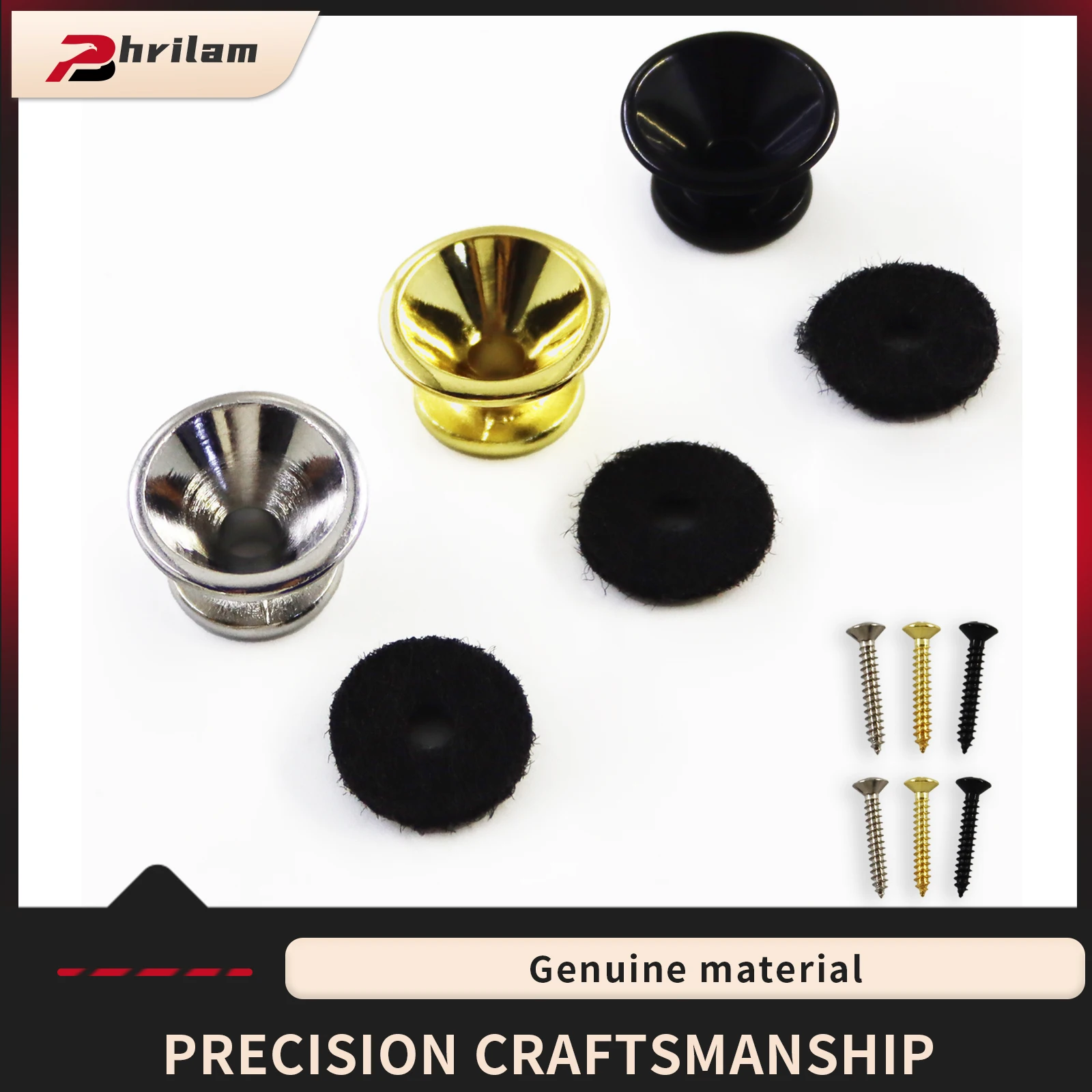 Guitar Strap Buttons, premium alloy Acoustic Guitar Strap Locks Pins End with Screws and Felt Pads Guitar Straplock Peg Guitar