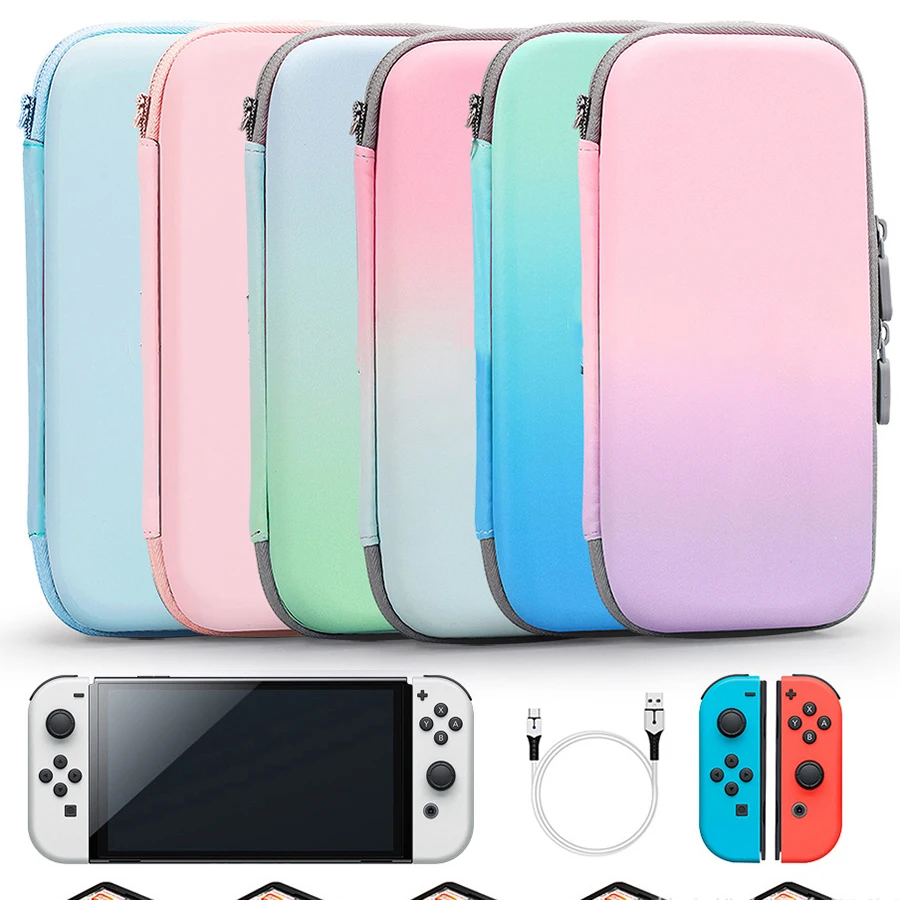 Per Switch NS Borsa portaoggetti OLED Borsa portaoggetti Switch con design a colori sfumatiBorsa portaoggetti portatile per accessori da gioco