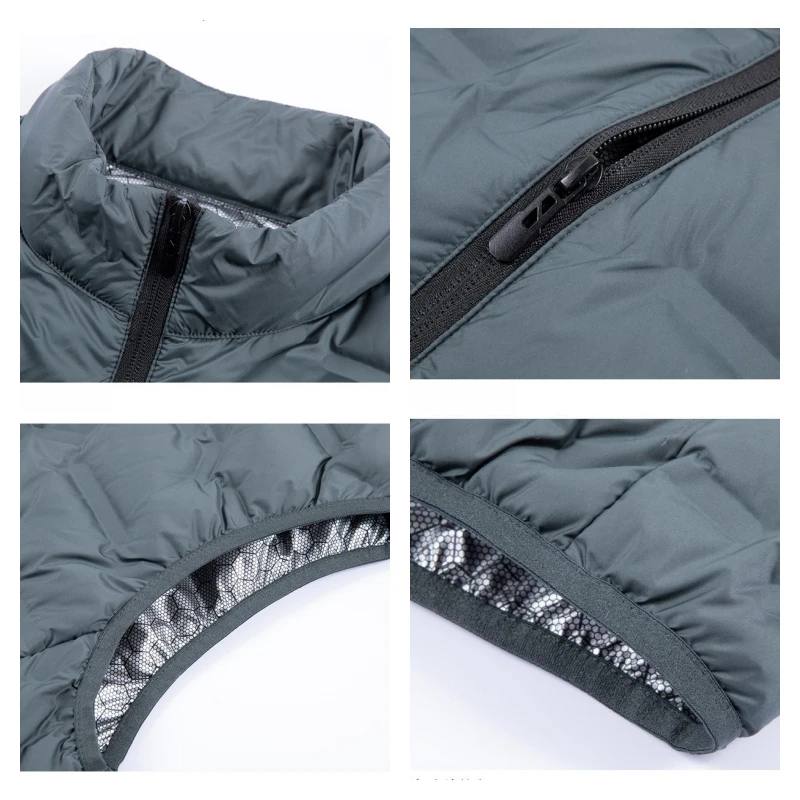 ฤดูหนาวสีขาวลงเสื้อกั๊กผู้ชาย Graphene Self-heating Windproof จีบเสื้อกั๊ก Man STAND COLLAR Casual WARM Down เสื้อกั๊กชาย