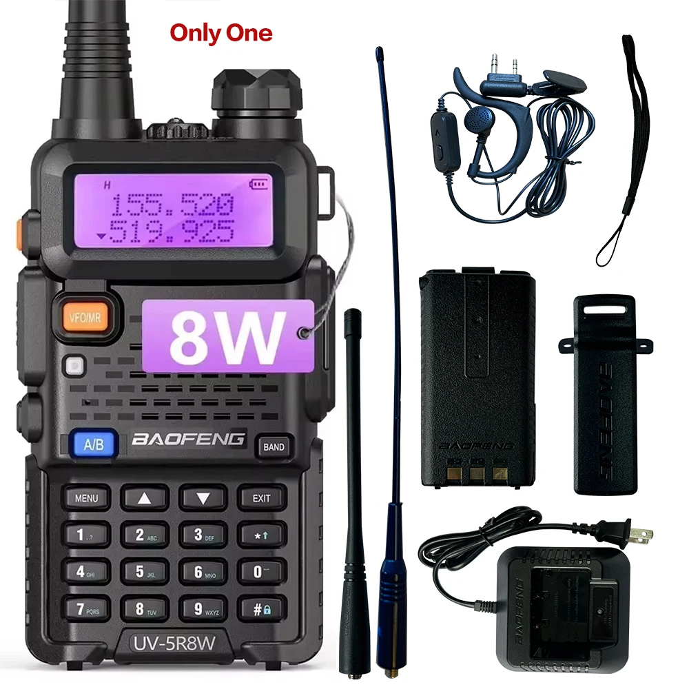 1/2PCS BaoFeng UV-5R 8W Tri-Power Walkie Talkie High Power Dual Band Long Range 128 CH Portable Handheld UV 5R Ham Two Way Radio