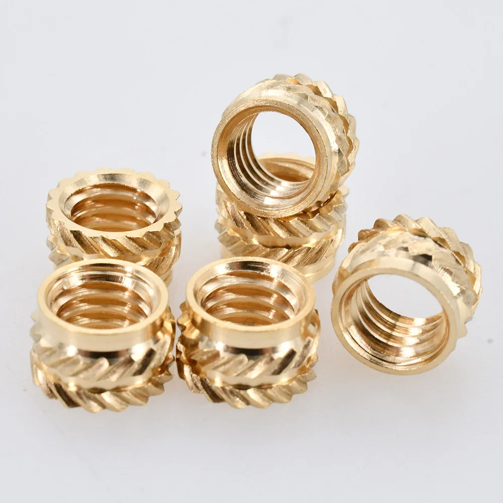 100-300Pcs M2 M2.5 M3 M4 M5 M6 M8 Heat Set Threaded Insert Brass Nut Hot Melt Knurled Inserts Double Twill Embedment Copper Nuts
