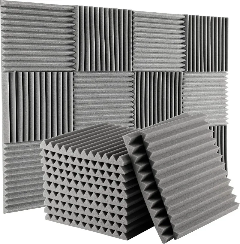 Painéis de espuma acústica para estúdio, cunhas à prova de som, esponja absorvente de ruído, painéis de parede, azulejos cinza