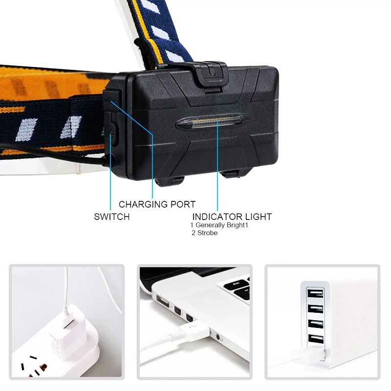 Zk20 2 * T6 + 4 * XPE + 2 * COB Đèn Pha 8000LM 8 Chế Độ Chiếu Sáng Đèn Pha Đến Năm 18650 pin Đèn Pin LED Săn Bắn USB Sạc