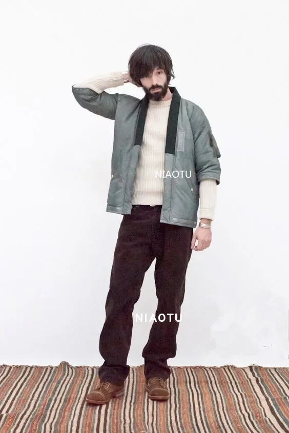 Neuankömmling Original China-Chic kurze taoistische Robe Baumwolle Herren gepolsterte Mantel Daunen jacke männlich lose Parka non visvim dcdt