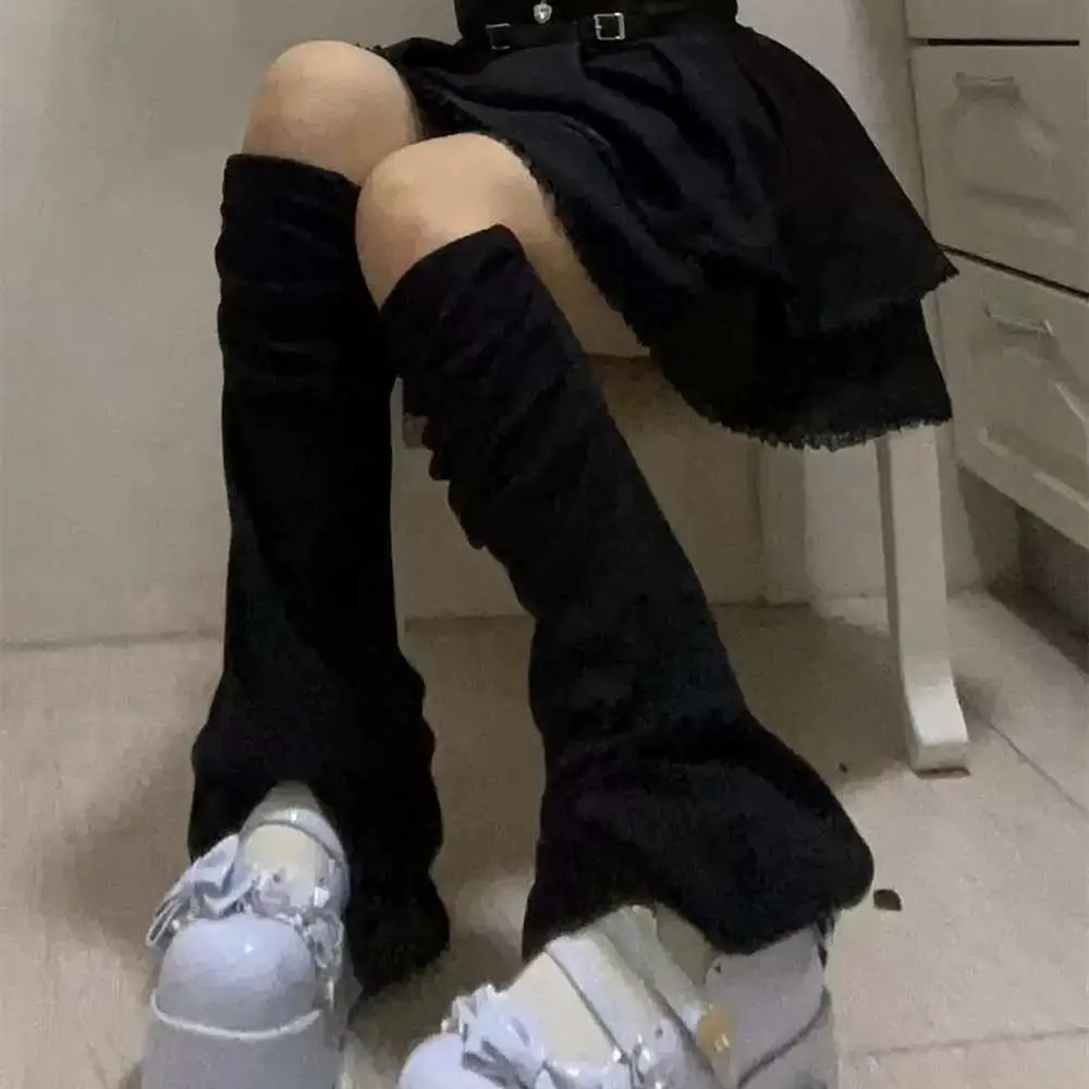 Novo japonês lolita meias femininas macio elástico perna larga mais quente cosplay pé capa inverno heap meia y2k sobre o joelho perna cobre
