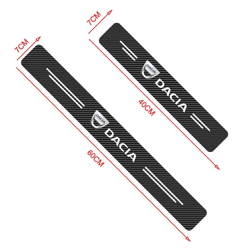 4pcs คาร์บอนไฟเบอร์เกณฑ์สติกเกอร์สําหรับรถยนต์เหยียบสติกเกอร์ป้องกันสําหรับ Dacia Duster Logan MCV Sandero Stepway Dokker Lodgy