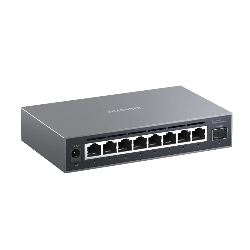 Xikestor Simple L2 administrado 2.5G 8 puertos 2.5G RJ45 y 1 puerto 10G SFP+ Ethernet compatible con agarración VLAN/puerto