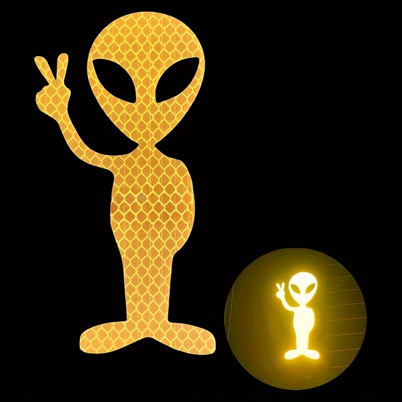 Highly reflective alien peace stickers sci-fi personalized car stickers rear window stickers random stickers scratch stickers