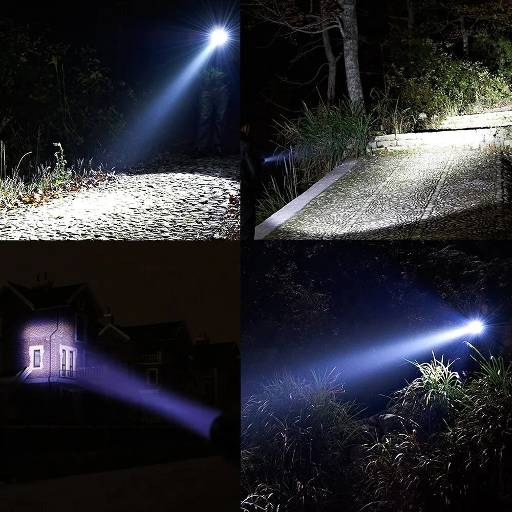 Linternas Led de alta potencia, antorcha para acampar, 5 modos de iluminación, aleación de aluminio, luz con zoom, Material impermeable, utiliza 3 pilas AAA