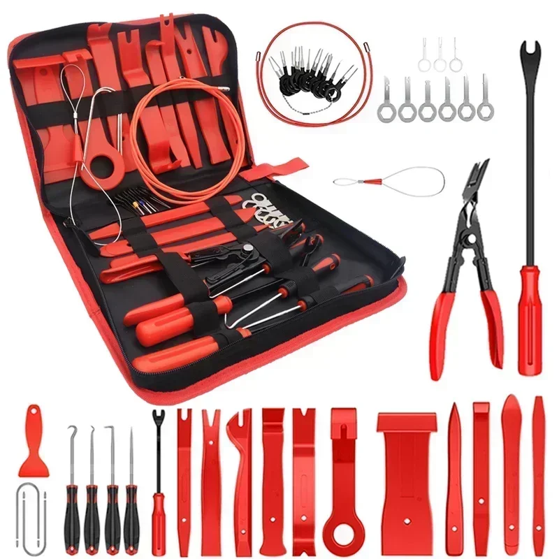 Kit de herramientas de extracción de molduras interiores de coche, juego de extractores de clips de plástico automático para desmontaje de paneles DIY