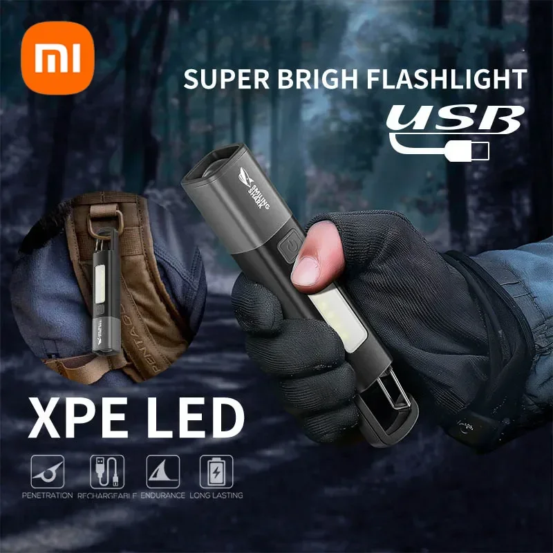 Xiaomi SMILING SHARK-linterna portátil para exteriores, luz fuerte, enfoque Variable con luces nocturnas para acampar, pescar y caminar al aire libre
