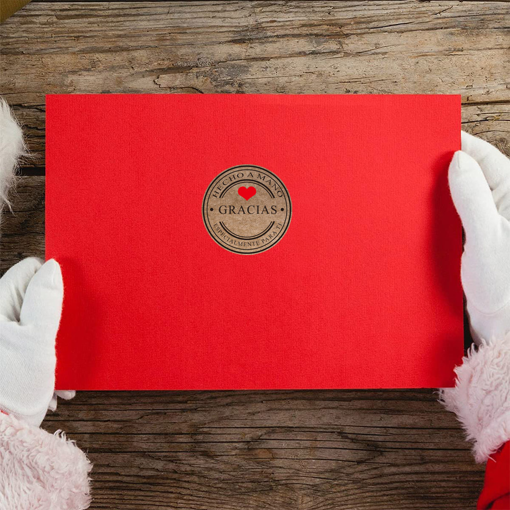 100-500Pcs หลายรูปแบบ Kraft Gracias สเปนขอบคุณสติ๊กเกอร์ Handmade Scrapbooking เครื่องเขียนสติกเกอร์