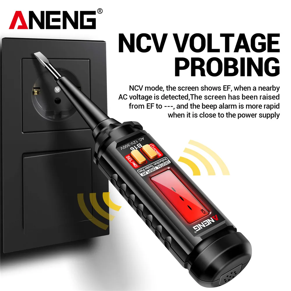 ANENG B16 Lntelligent Sensing ปากกาวัดดิจิตอลแบบไม่สัมผัส 12 V-300 V เครื่องตรวจจับแรงดันไฟฟ้า NCV แรงดันไฟฟ้า Probing เครื่องทดสอบเมตรเครื่องมือ