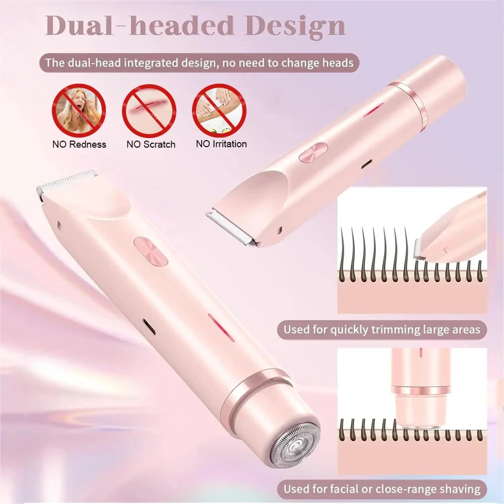 Elektrorasierer für Damen – Ganzkörper-Haarentfernung, Gesichtsbart, Bein, Unterarm, Bikinizone, kabelloses Trimmer-Set