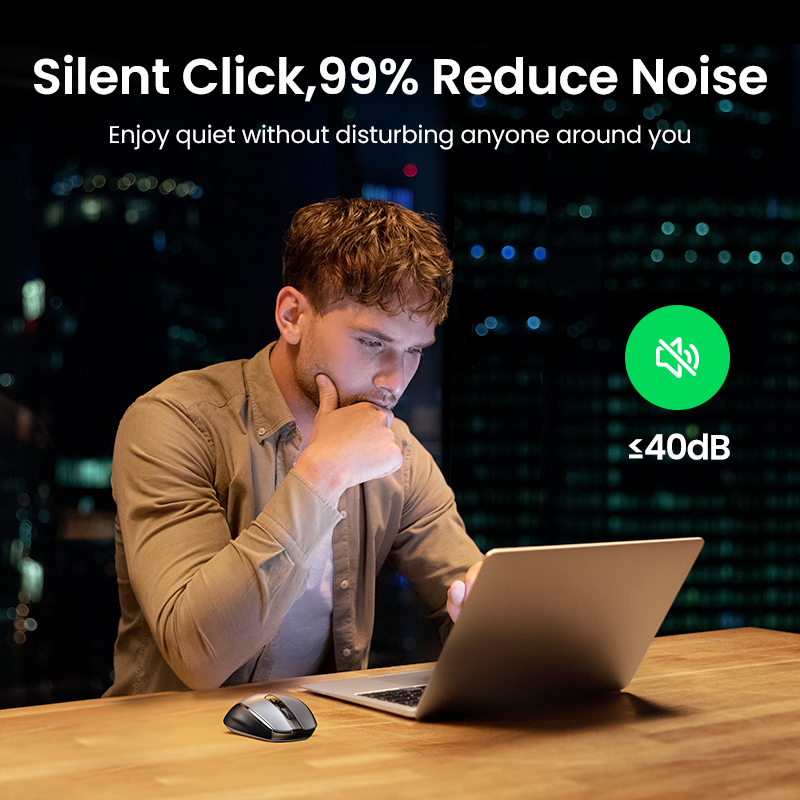 Ugreen-ratón ergonómico inalámbrico, Mouse silencioso de 4000 DPI, 6 botones para MacBook, tableta y ordenador portátil, 2,4G