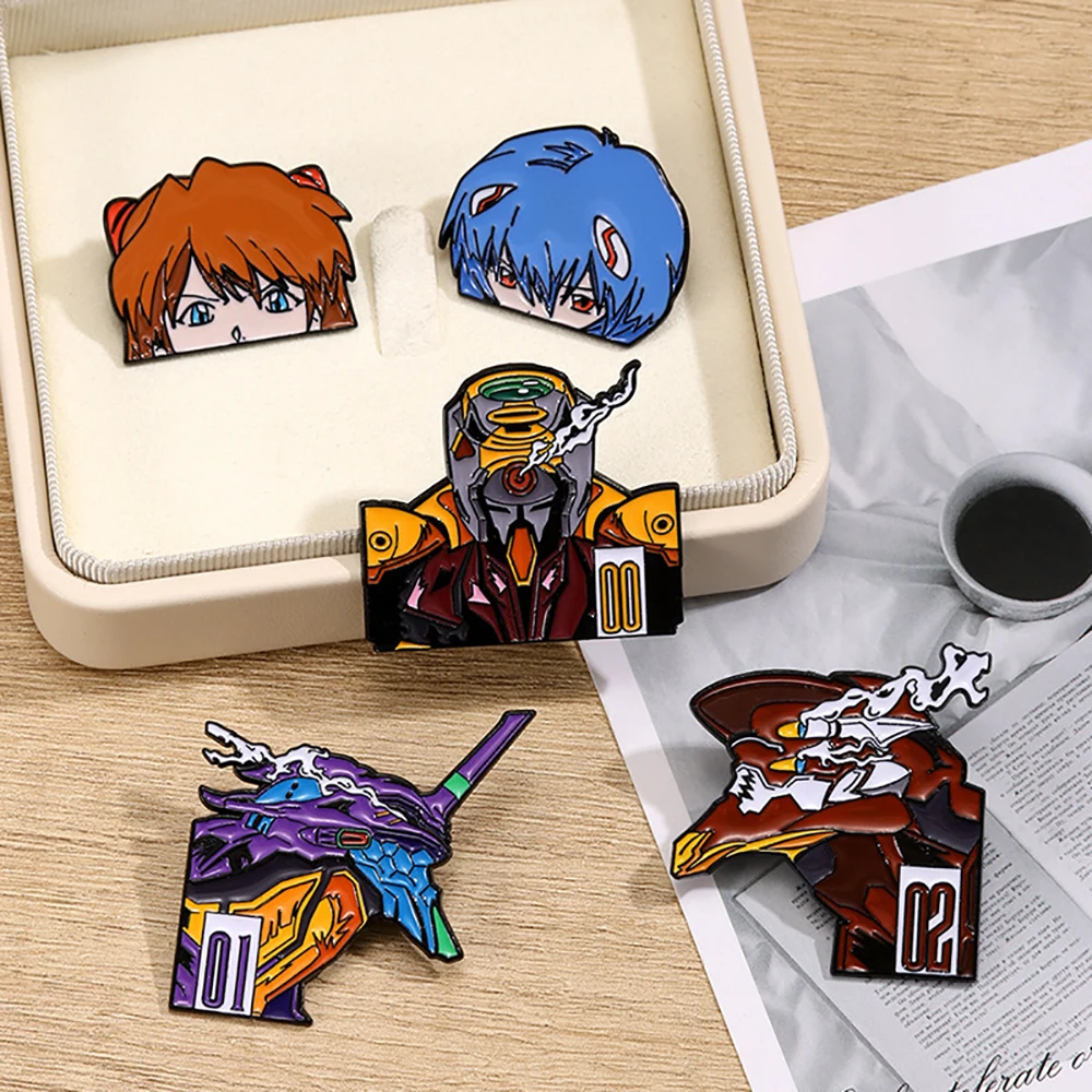 5pcs EVA-01 Anime Brooch Metal Cartoon Enamel Pin Lapel Pins Manga Brooches for Women Fashion Jewelry Cosplay Accessories Gifts