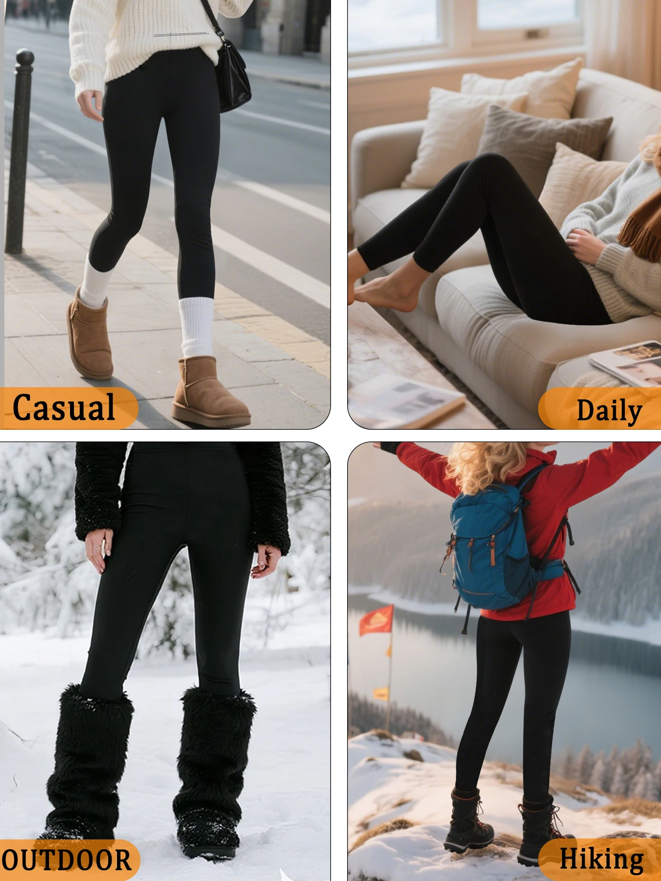 Women's thermal fleece lined leggings. Super soft Low Rise design perfect for yoga, running and cold weather activities