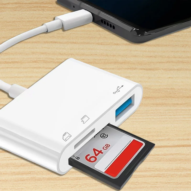 Convertidor de concentrador multipuerto 3 en 1, adaptador tipo c a USB C A OTG, lector de tarjetas de memoria Micro SD TF para Samsung Mi Android Laptop 2023