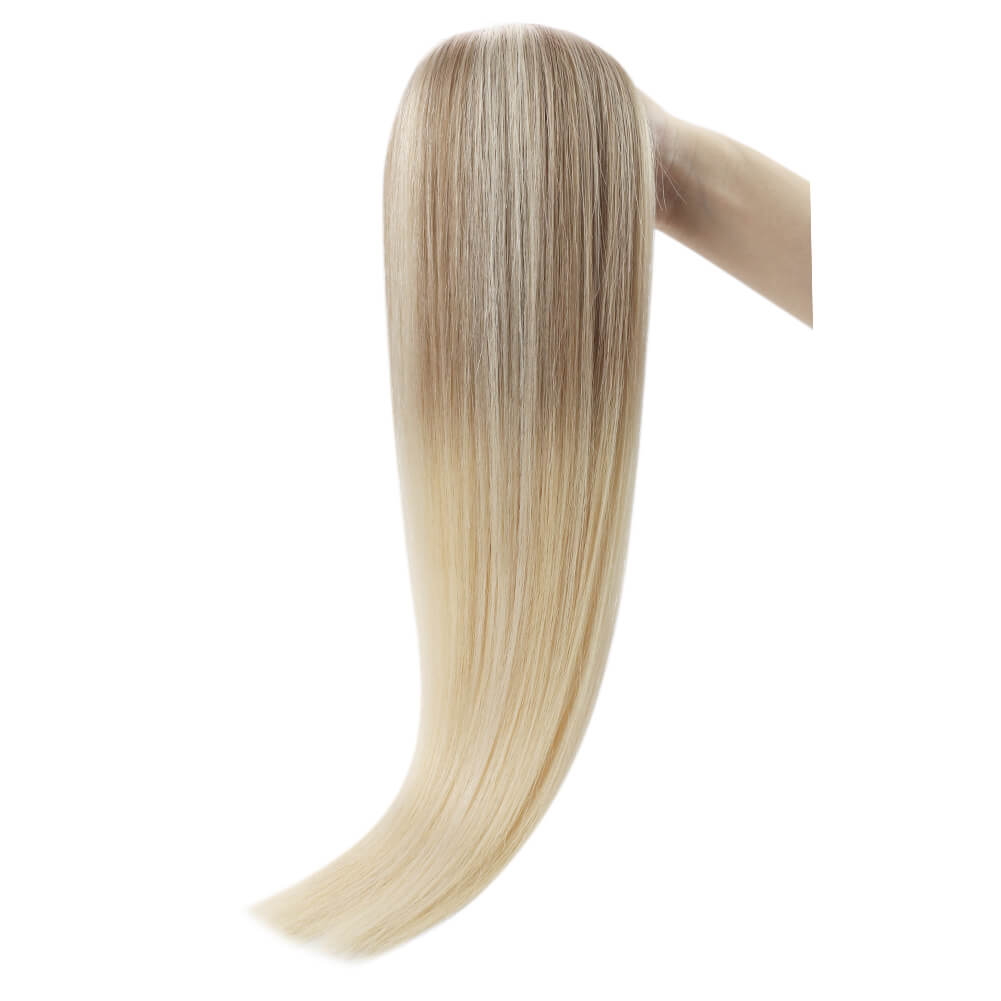 Extensiones de cabello con cinta de inyección Moresoo, cabello virgen rubio ceniza, cinta brasileña recta Natural en extensión de cabello humano