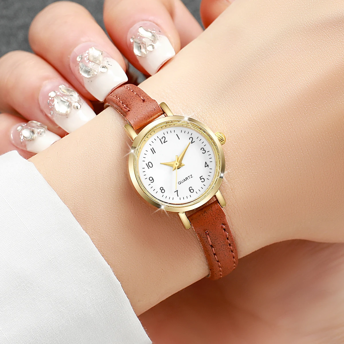 Relógios femininos moda pequena roma dial senhoras pulseira de couro relógio de quartzo reloj mujer meninas relógio presente