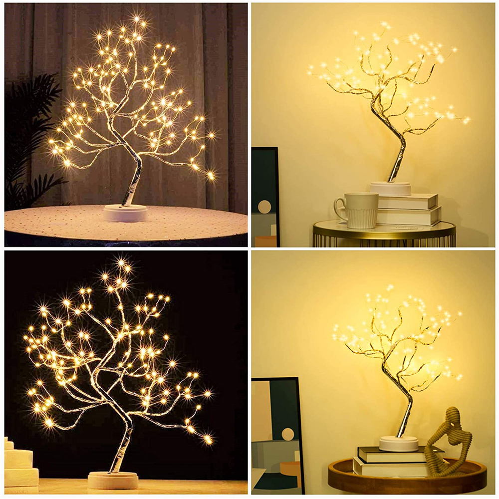 108 LED-Lichterkette, Geisterbaum, ferngesteuertes Bonsai-Baumlicht, Glühwürmchen-Baumlampe, Batterie/USB, süßes Nachtlicht für Schlafzimmer, Party-Geschenk