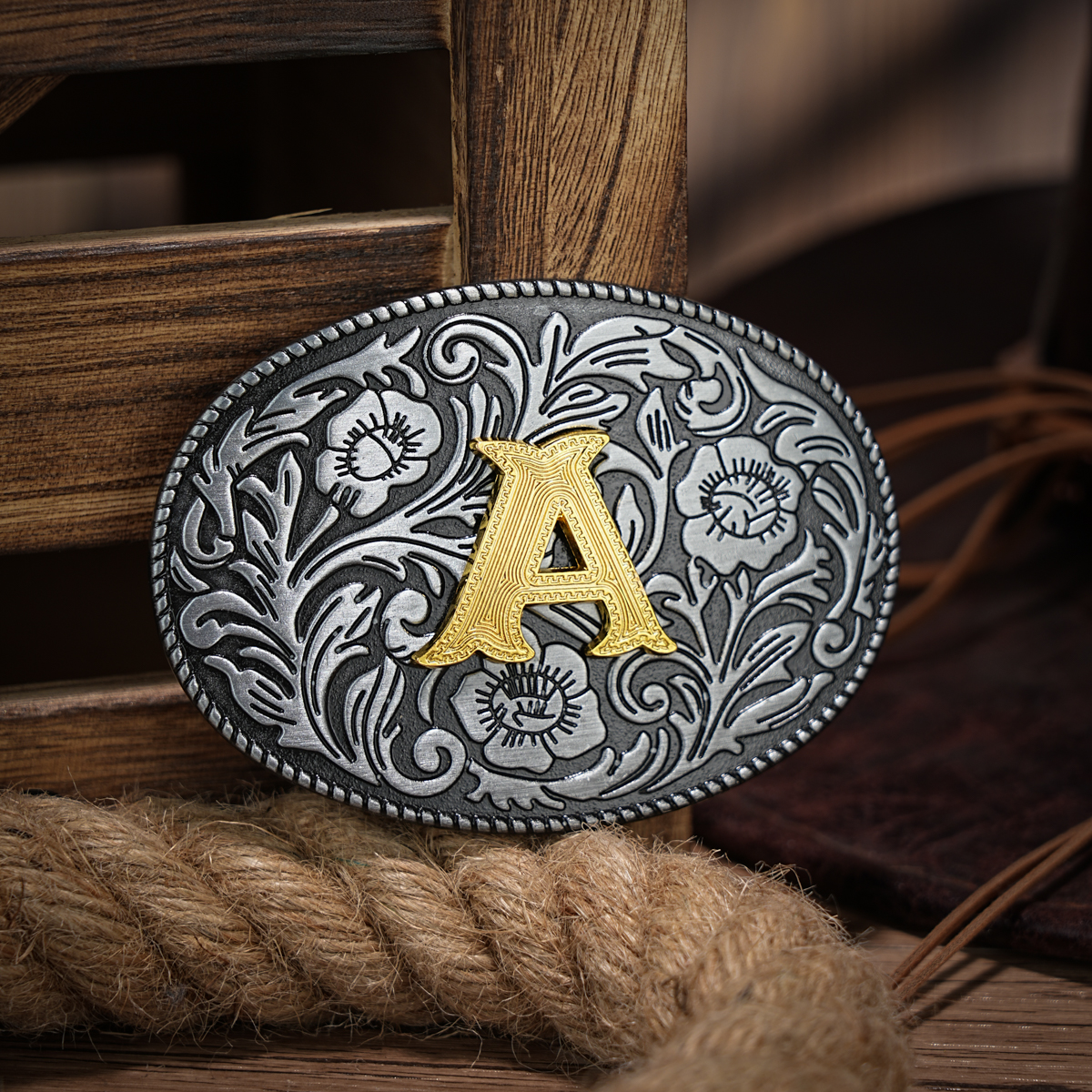 Western-Gürtelschnalle Initial Vintage-Cowboy Rodeo Silber große Gürtelschnalle für Männer Frauen