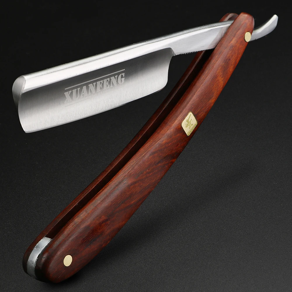 XUAN FENG Zambian Bloodwood มีดโกนพับเหล็กชุบแข็งความแข็งสูง SHARP ตรงมีดโกนมีดโกนผู้ชาย