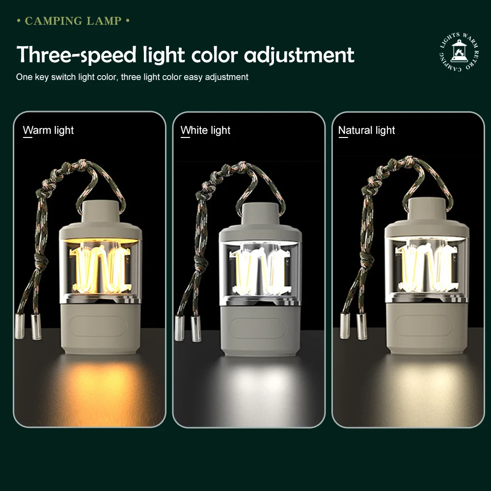 Clearance_LED Camping Lantern Multi Functional Flashlight Portable Super Bright Torch Tent Lamp Emergency Light with Hook Outdoo