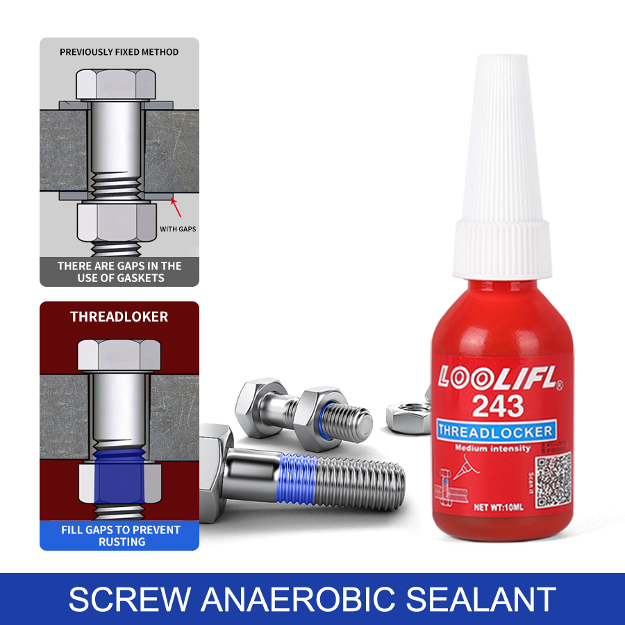 10ml LOOLIFL 243 Parafuso Adesivo 243 Cola Anaeróbica Anti-solto Anti-derrapante selagemThread Agente de travamento Seladores de calafetagem antiderrapantes