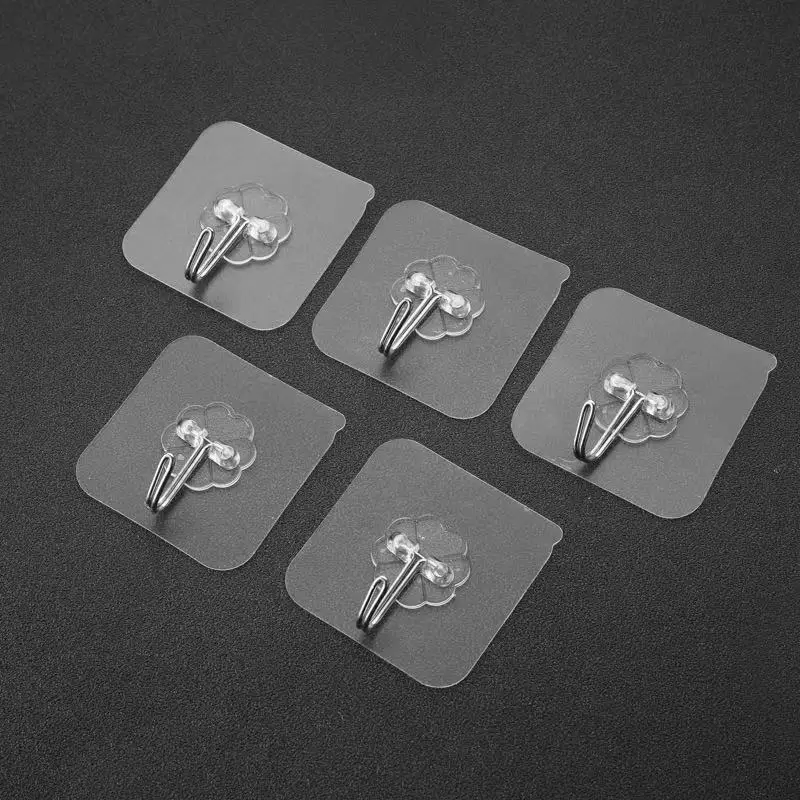 Perforation-free and Traceless Hooks Wall Transparent Adhesive Hooks Strong Load-bearing Bathroom and Kitchen Adhesive Hooks