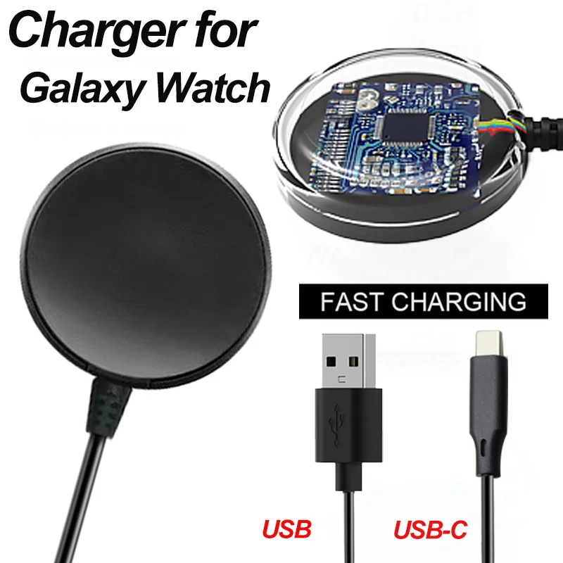 Para samsung galaxy watch 8/7/6 clássico/5/5 pro/4 carregador clássico USB-C tipo c carregador de relógio inteligente carregador de substituição