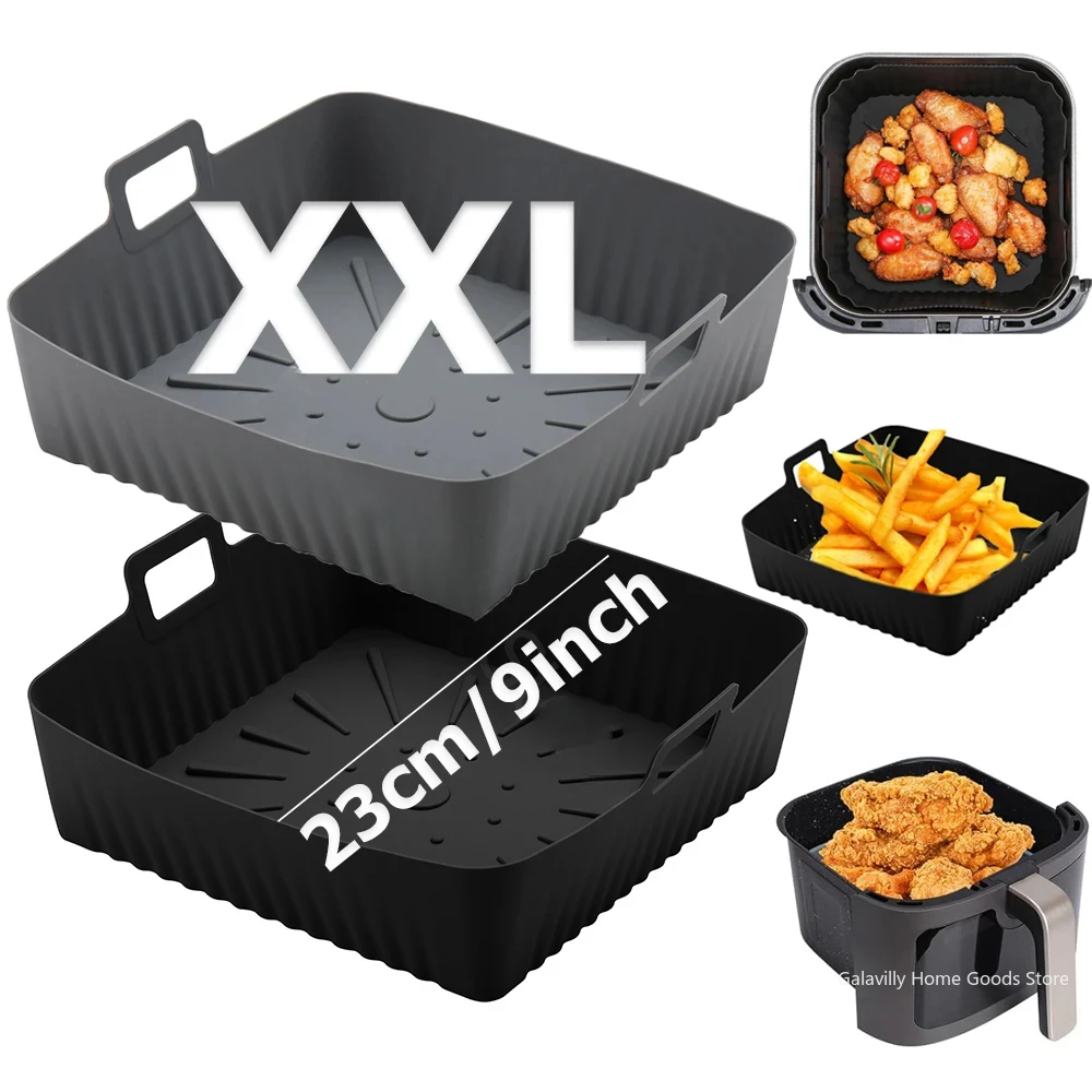 Силиконовые вкладыши для фритюрницы 9 дюймов для Cosori/Ninja 6-8QT — квадратный многоразовый противень 23 см, без масла и можно мыть в посудомоечной машине
