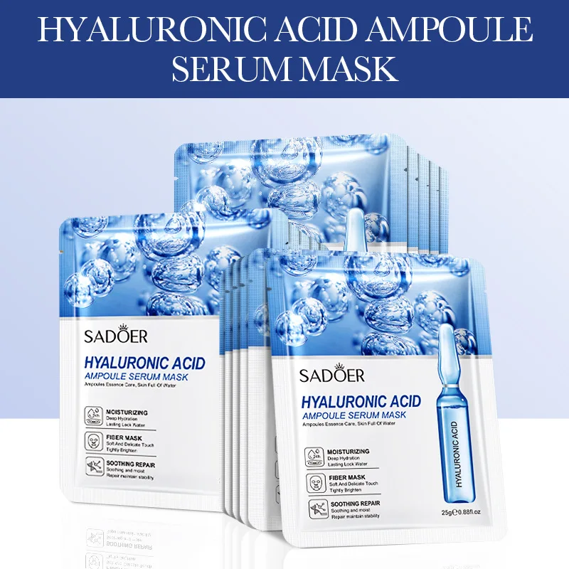 Máscara protectora do ácido hialurónico do ouro 24K, endurecimento facial, hidratando, iluminando, hidratando, produtos dos cuidados com a pele, 15 PCes