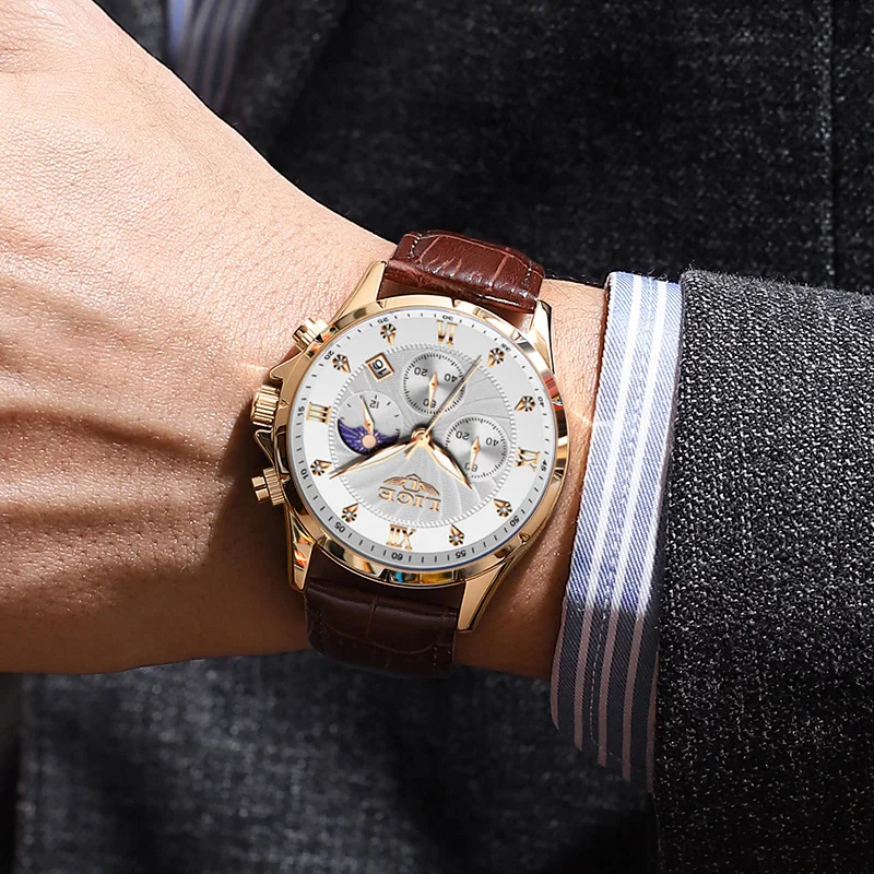 Relojes LIGE para hombre, reloj de negocios informal, reloj de pulsera con cronógrafo luminoso y resistente al agua de lujo para hombre, reloj de cuarzo, reloj de cuero