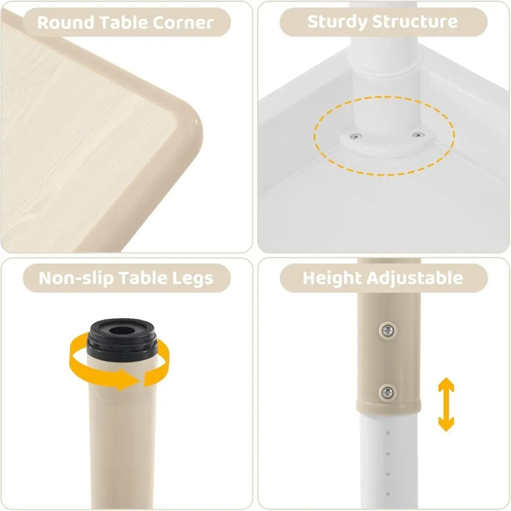 Kids Table and  Height-Adjustable Toddler Table and Chairs Set with Graffiti Desktop, 23.6''L x 23.6''W