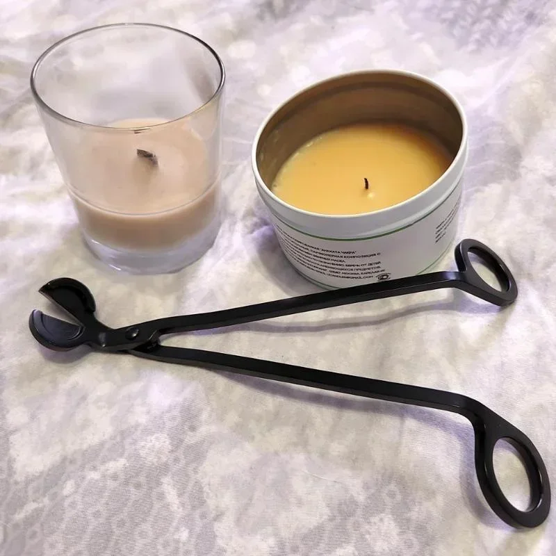Recortador de mecha para velas de 18cm, tijeras de acero inoxidable, cortador de mecha, tijeras de núcleo de velas de cabeza redonda, herramientas hechas a mano