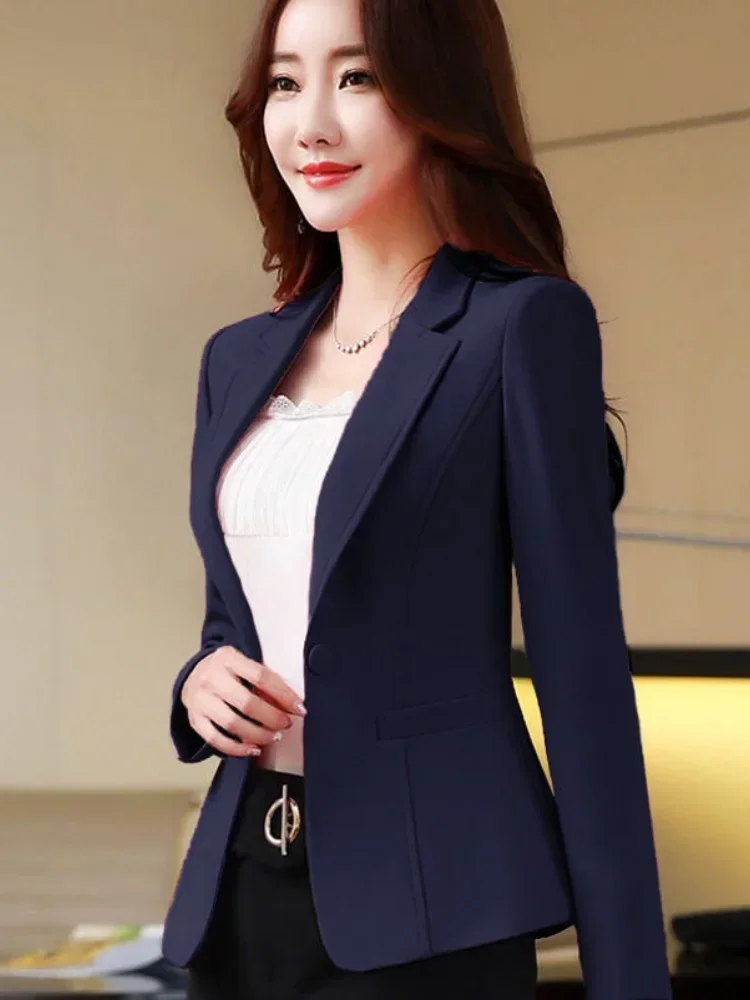 Jaqueta blazer feminina coreana e sob medida, para primavera e outono, escritório, ol, casual, terno de negócios para mulheres, estilo moderno
