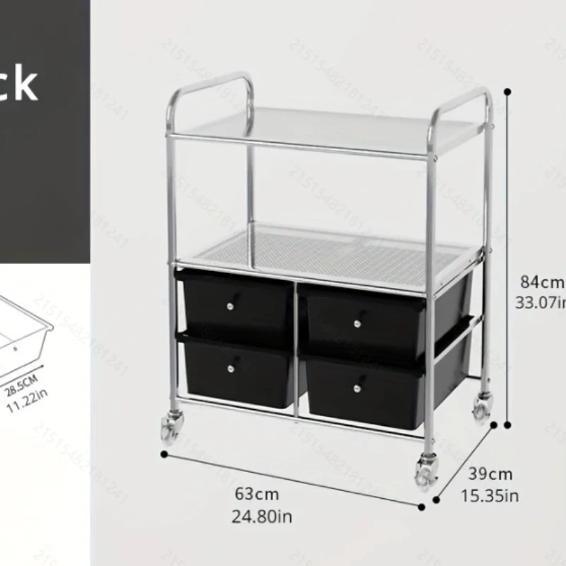 Carrello portaoggetti con ruote con 4 cassetti, 2 ripiani, carrello in plastica su ruote per salone di bellezza scolastico, ufficio domestico