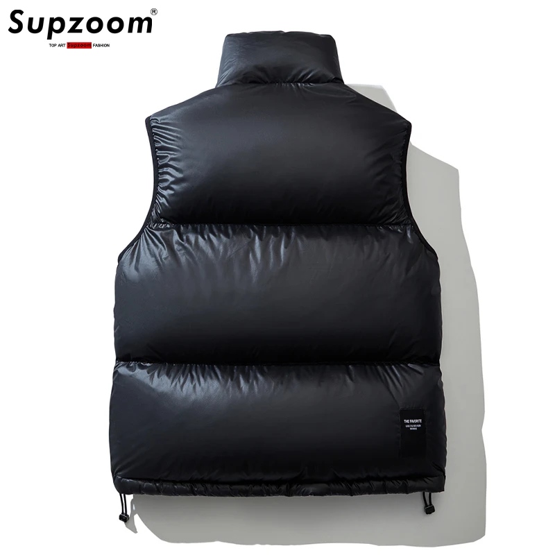 Supzoom เสื้อกั๊กขนลง2023หนาสำหรับผู้ชายและผู้หญิง, คอตั้งมาใหม่ล่าสุดหนังตัวอักษรสำหรับฤดูใบไม้ร่วงและฤดูหนาว