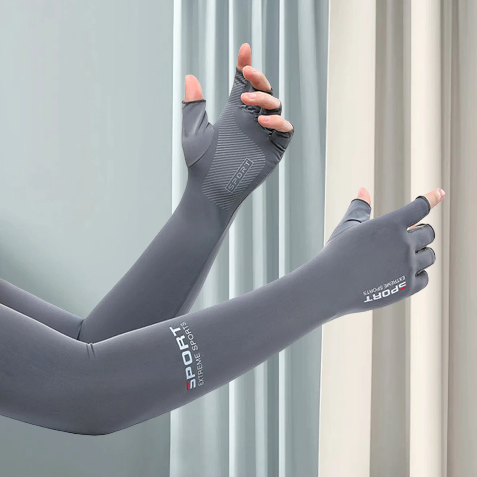 Zomerkoeling Armmouwen Cover Effen Kleur UV Zon Antislip Armmouwen Ideaal voor hardlopen Fietsen Basketbal