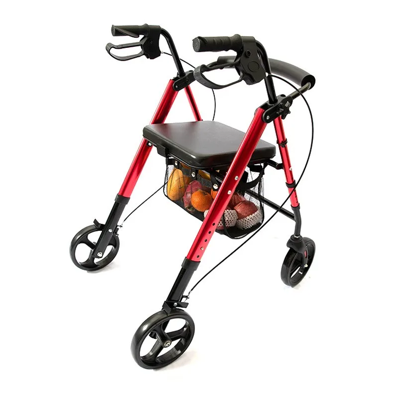 Carrinho de compras de liga de alumínio para idosos carrinho de compras scooter walker com carro familiar multifuncional de quatro rodas