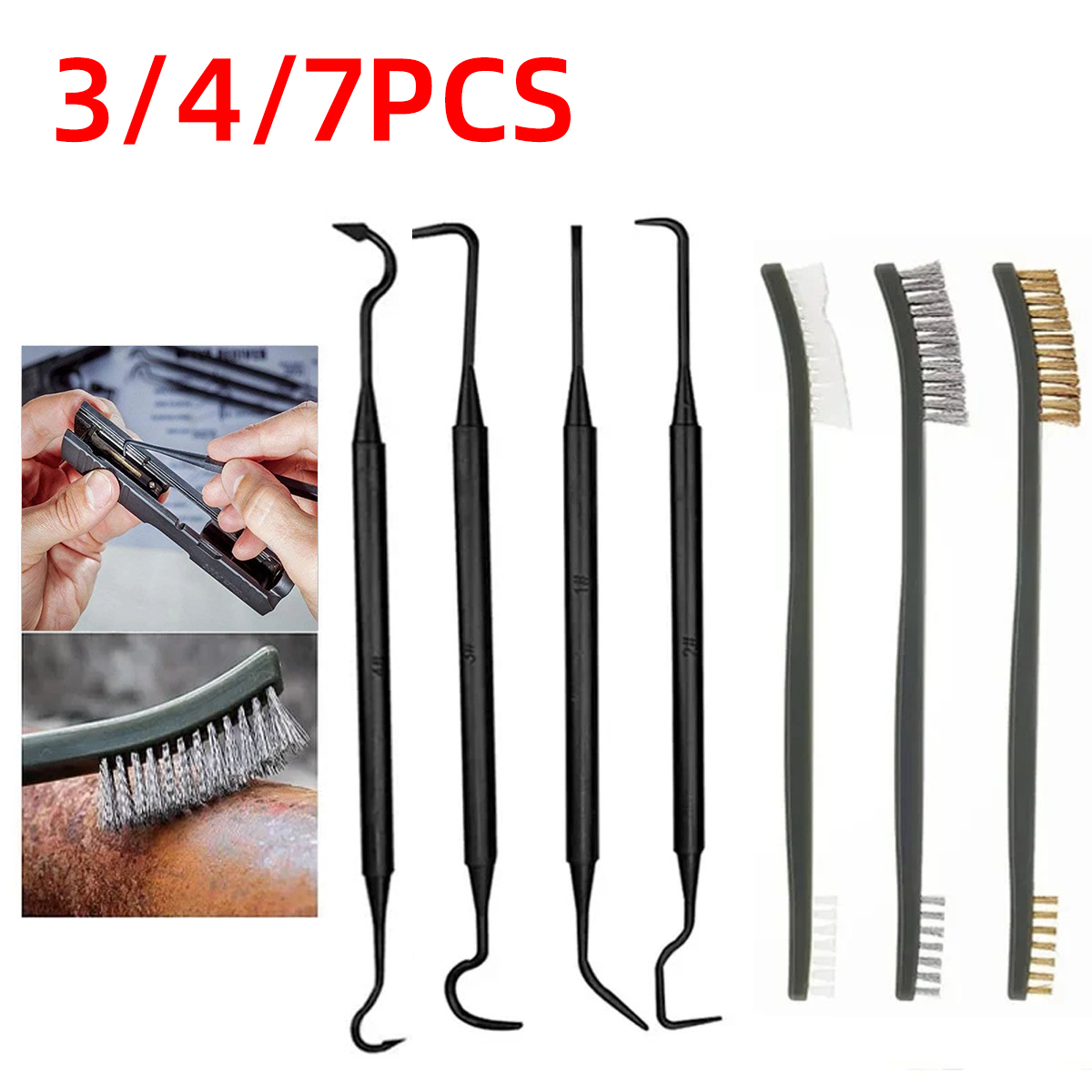 3/4/7PCS Double Ended Wire Brush Nylon Hook Brush Cleaning And Picking Tool Reusable Polishing Brush Household Car Cleaning