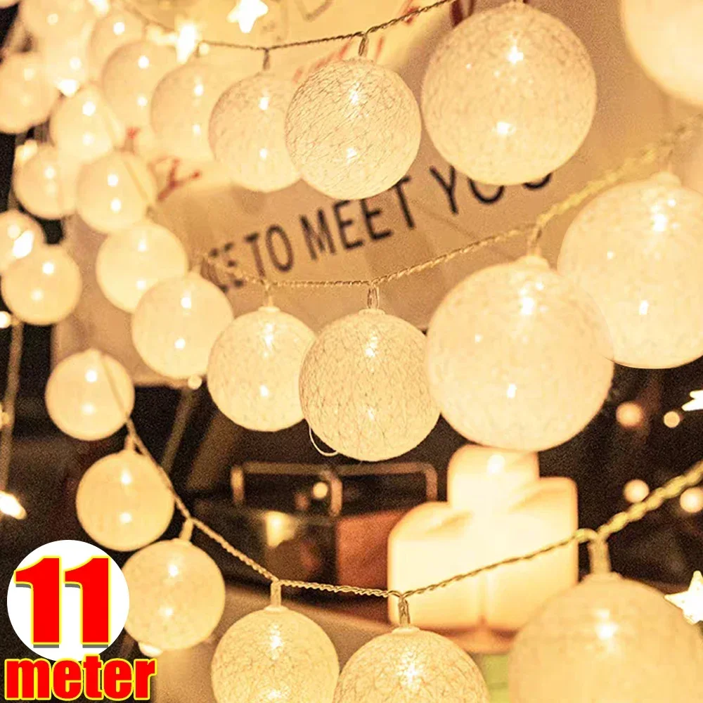 Guirnalda de luces de bola de 20LED, linterna de ratán con batería o Control USB, iluminación de decoración de boda, Navidad, fiesta en casa, lámparas de adorno de jardín